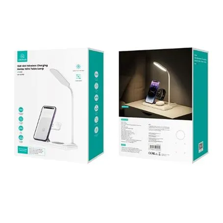 SOPORTE DE CARGA INALAMBRICO 15W CON LAMPARA DE MESA BLANCO USAMS USCD195WH - Imagen 4